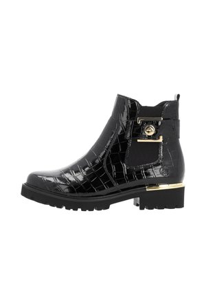 Platform ankle boots - lackschwarz