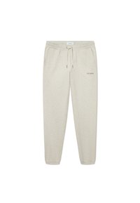 Hellgraue Sweatpants aus weichem Material, mit einem elastischen Bund und Zugband, seitlichen Taschen und einem dezenten „LES DEUX“-Logo.