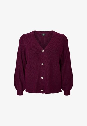 Zizzi, STRICKJACKE MIT V-AUSSCHNITT UND RIPPSTRUKTUR - Ζακέτα - lila