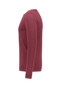 Rotes Langarmshirt aus strukturiertem Stoff. Mit Rundhalsausschnitt und gerippten Bündchen. Schlichtes Design mit geradem Schnitt.