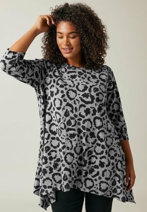LEOPARD PRINT HANKY HEM - T-shirt à manches longues - grey