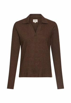 camel active, JERSEY-SHIRT MIT GERIPPTEM KRAGEN - Poloshirt - brown melange