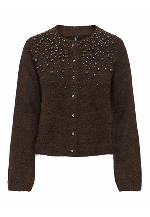 ONLY, ONLMIGGIE LS O-NECK PEARL CARDI KNT NOOS - Strickjacke - coffee bean