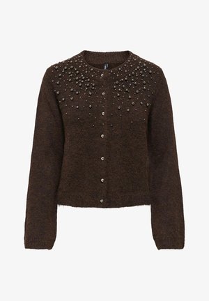 ONLY, ONLMIGGIE LS O-NECK PEARL CARDI KNT NOOS - Strickjacke - coffee bean