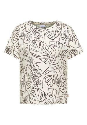 Cecil, T-SHIRT MIT RUNDHALS UND BLÄTTERPRINT - T-shirt imprimé - light alabaster white
