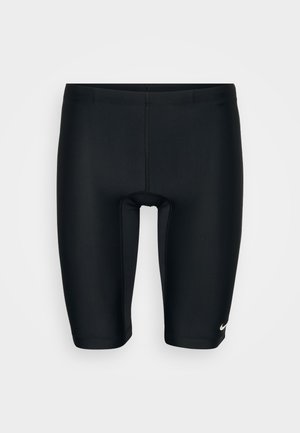 Șorturi atletice negre dintr-un material fin, cu un design ajustat, tăiere până la genunchi și un mic logo alb în colțul din dreapta jos.