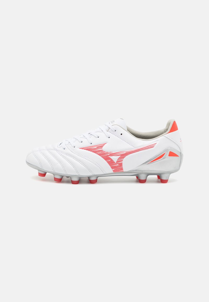 Mizuno MORELIA NEO IV PRO - Scarpe da calcio per terreni duri - white/radiant red/ hot coral