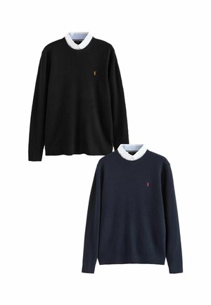 REGULAR FIT - MOCK 2 PACK - Pullover - black navy oxford