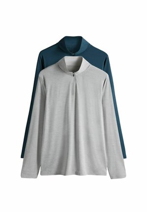 REGULAR FIT - 2 PACK ACTIVEWEAR ZIP NECK  - Top s dlhým rukávom - grey navy