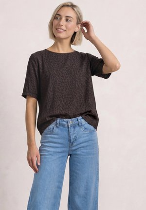 Street One, T-SHIRT MIT RUNDHALS UND STRUKTURMIX - Blouse - molten earth