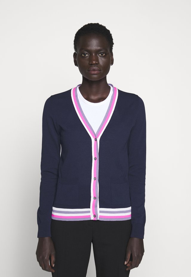 STRIPE PLACKET V CARDI - Chaqueta de punto - navy