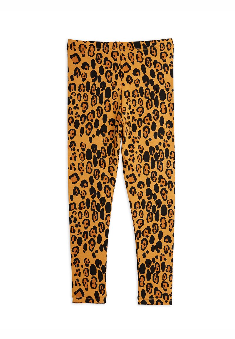 Leopardmönstrade leggings i orange och svart bomullsblandning, med en stretchig design, slät yta och en figurnära silhuett.