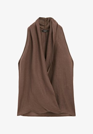 Massimo Dutti CROSSOVER HALTER NECK - Camicetta - dark brown