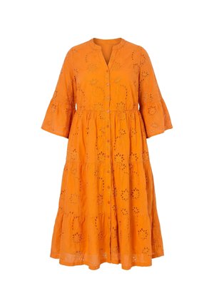 Studio Untold, MAXIKLEID, LOCHSTICKEREI, VOLANTS, 3/4-ÄRMEL - Blousejurk - orange