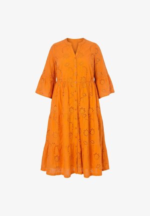Studio Untold, MAXIKLEID, LOCHSTICKEREI, VOLANTS, 3/4-ÄRMEL - Skjortekjole - orange