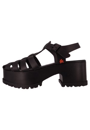*Art MANCHESTER GRASS WAXED  - Sandalen met plateauzool - black