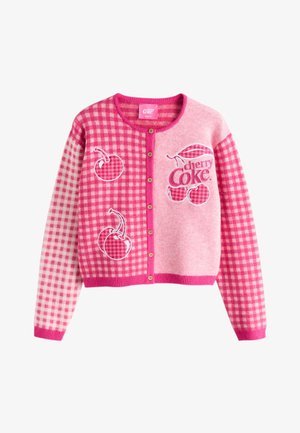 Next, REGULAR FIT - CREW NECK KNITTED CARDIGAN . - Vest - pink gingham cherry coke