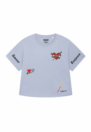 AMOUR TOUJOURS OVERSIZED ROLL UP  - Print T-shirt - light blue