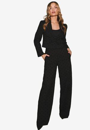 FLOCKED SPOT WIDE LEG - Pantaloni - black spot