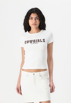T-shirt imprimé - off white/brown