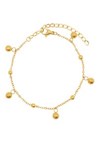 Bracciale in oro con perline rotonde disposte uniformemente. Completato con una chiusura sicura e lunghezza regolabile con anelli di catena.
