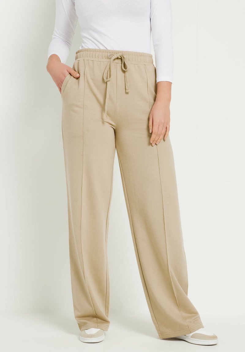 Long Tall Sally - SEAM FRONT WIDE LEG - Tracksuit bottoms - stone, Enlarge