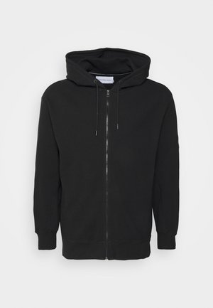 MONOGRAM BADGE WAFFLE ZIPTHROUGH - Felpa con zip - black
