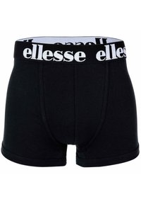 Boxer aderenti neri con una fascia elastica che presenta la scritta "ellesse" in bianco. Realizzati in un materiale morbido ed elastico per garantire comfort.