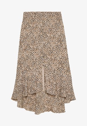 RUFFLE WRAP MIDI - A-line skirt - light brown
