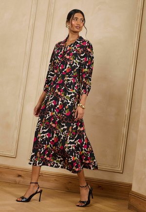 Love & Roses, DROP WAIST MIDI SHIRT DRESS - Blusenkleid - multi animal