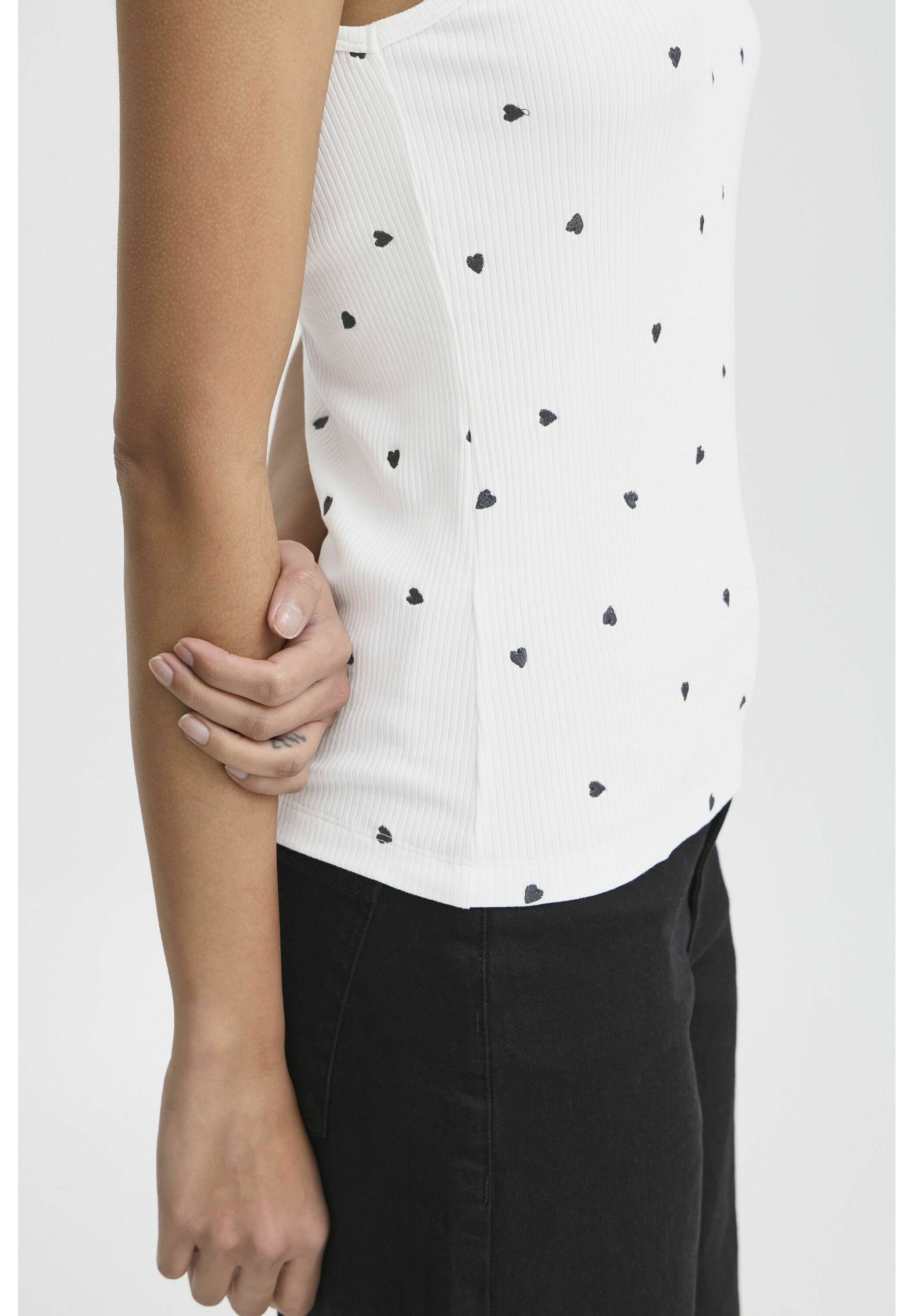 売れ筋商品|||イチ Tシャツ レディース トップス IHPALMA - Top - cloud dancer w te heart embro ICHI IHPALMA - Top - cloud dancer w te heart embro/offwhite