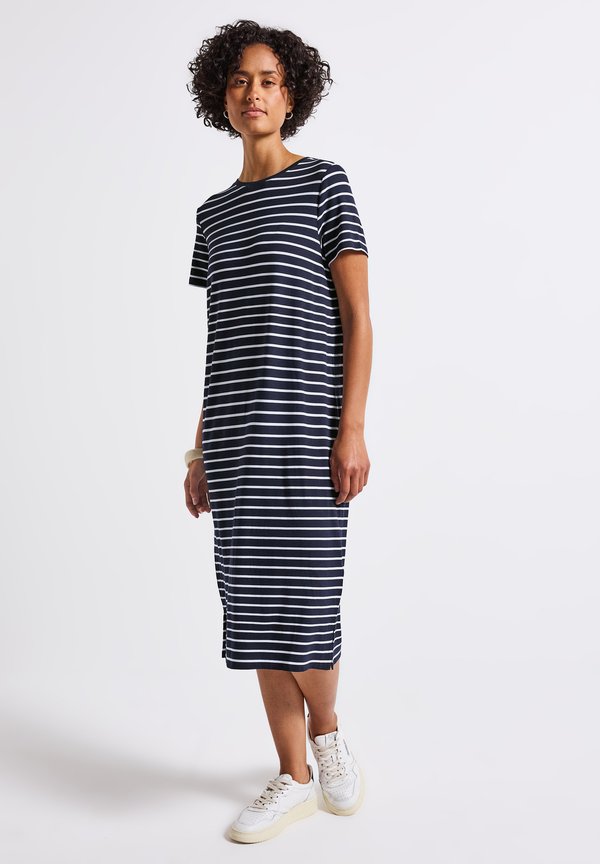 GESTREIFTES - Jerseykleid - blau