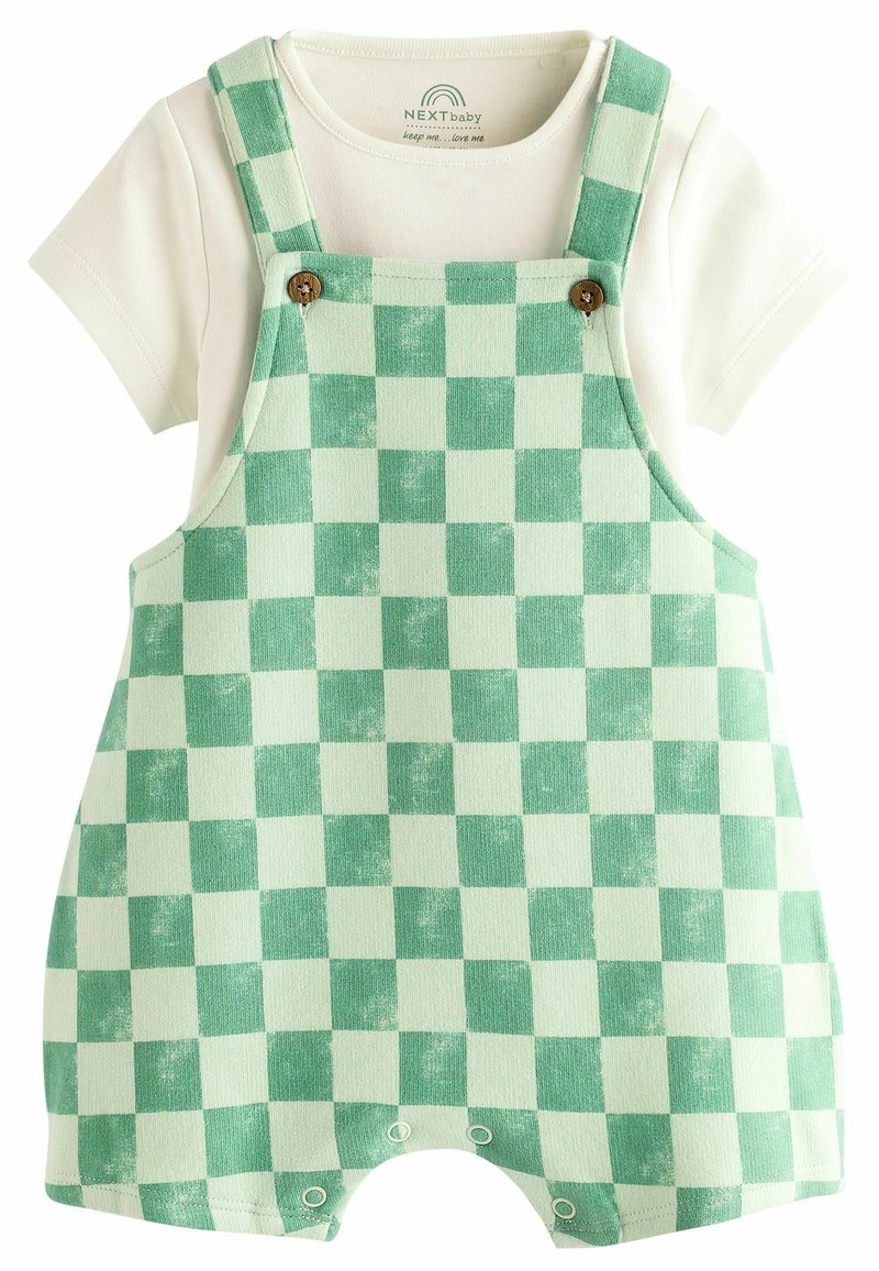 Next SET REGULAR FIT - T-shirts basic - green white checkerboard