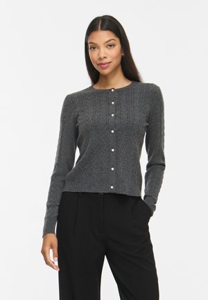 VILA, VIKERRY CABLE CARDIGAN - Strickjacke - dark grey melange