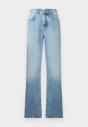 Ljusblå jeans med utsvängda ben och blekt finish, med fem fickor, knappstängning och en klassisk midjedesign.