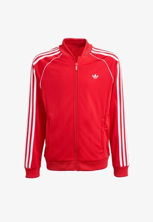 SUPERSTAR TRACK TOP - JUNIOR UNISEX - Majica s kapuljačom i patentnim zatvaračem - better scarlet white