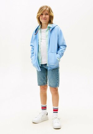 TONAL FLAG EMBROIDERY - Sweater met rits - cloudy blue