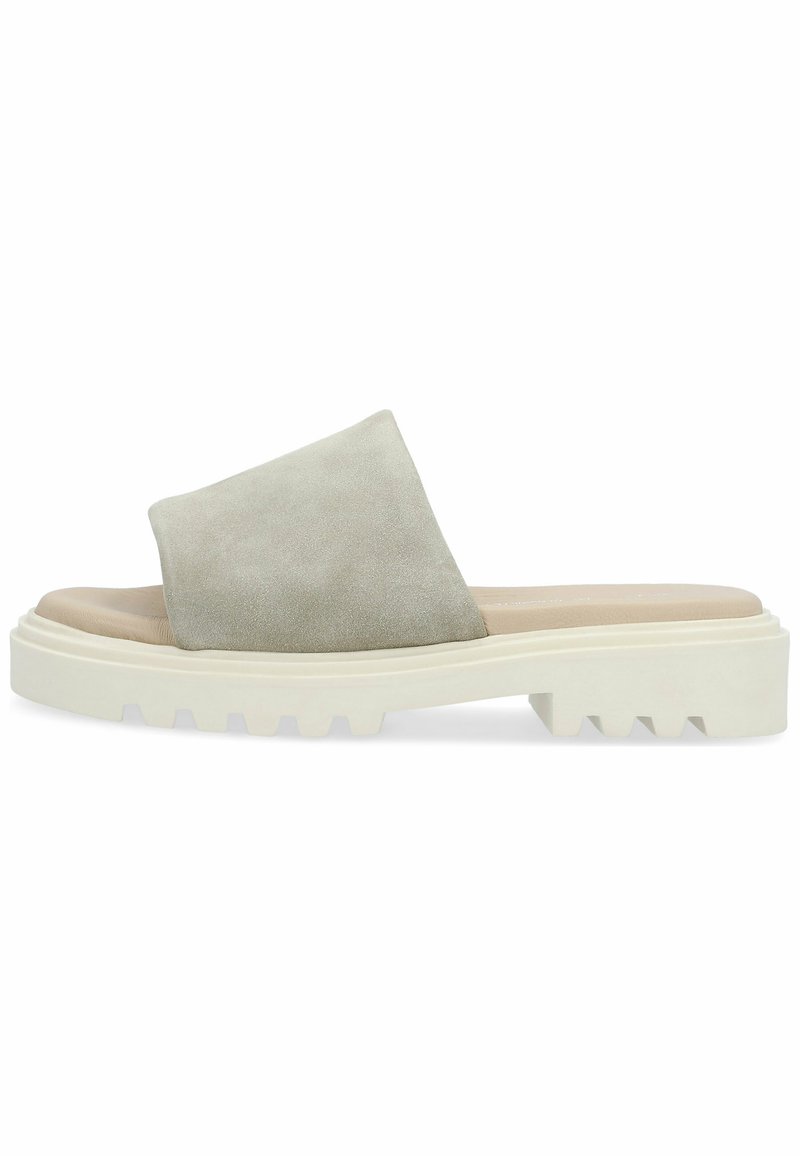 Damen Flache Pantoletten | COX Pantolette hoch mittelgrau/grau - OV09965 Damen Flache Pantoletten | COX Pantolette hoch mittelgrau/grau - OV09965