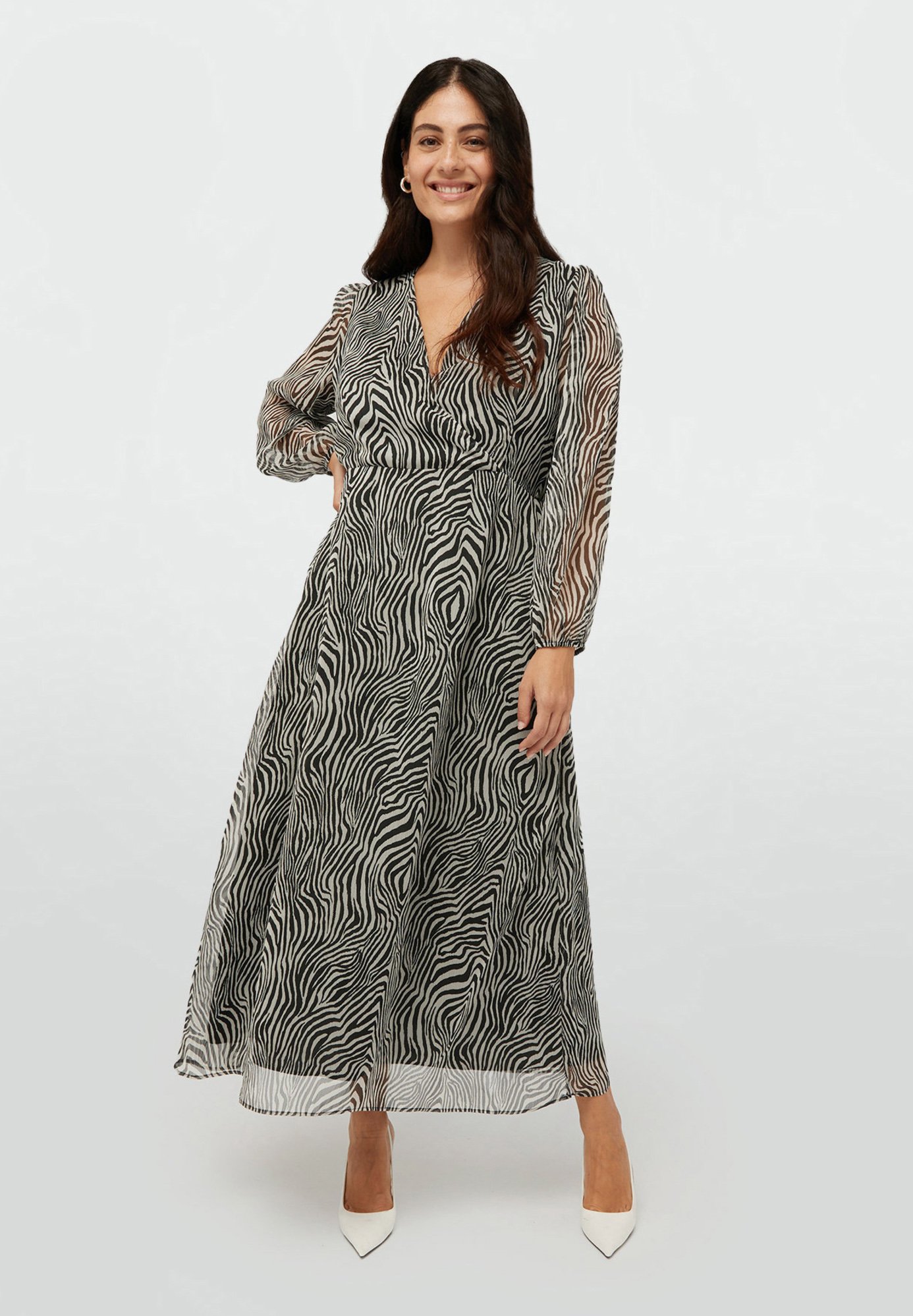 Fiorella Rubino LUNGO ANIMALIER ZEBRATO Vestito lungo nero