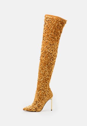 High heeled boots - gold-coloured