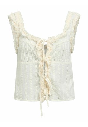 Object, OBERTEIL GEBUNDENES RÜSCHEN - Blouse - cloud dancer