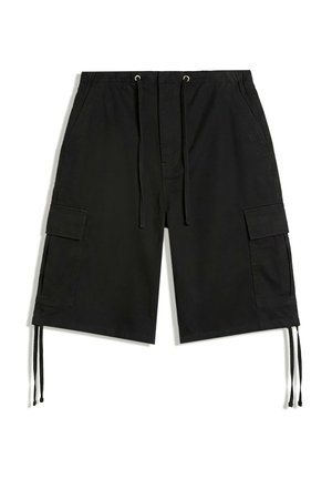 Bershka, WIDE-LEG CARGO - BERMUDA SHORTS - Shorts - black