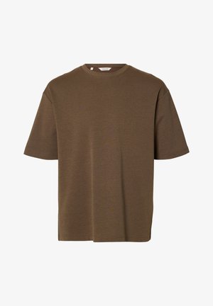 Selected, SLMLOOSEOSCAR - T-Shirt basic - chocolate chip melange