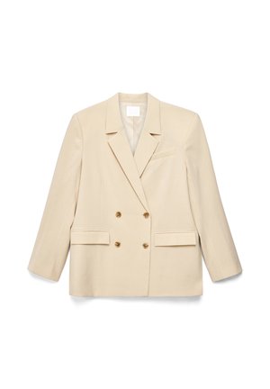 Bordinis dvigubai užsegamas švarkas, turintis pikinius atlapus, keturis rudus mygtukus, dvi kišenes su trikampėmis atlankomis ir krūtinės įsiūtą kišenę.