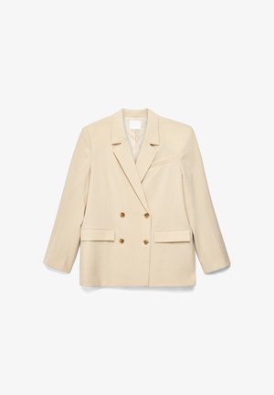 Bordinis dvigubai užsegamas švarkas, turintis pikinius atlapus, keturis rudus mygtukus, dvi kišenes su trikampėmis atlankomis ir krūtinės įsiūtą kišenę.