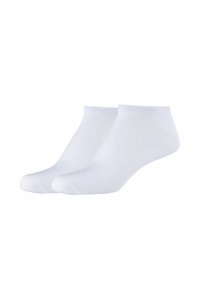 Calzini bianchi alla caviglia realizzati in tessuto morbido e elastico. Presentano una texture liscia e un polsino a coste per una calzata sicura. Adatti per un abbigliamento casual.