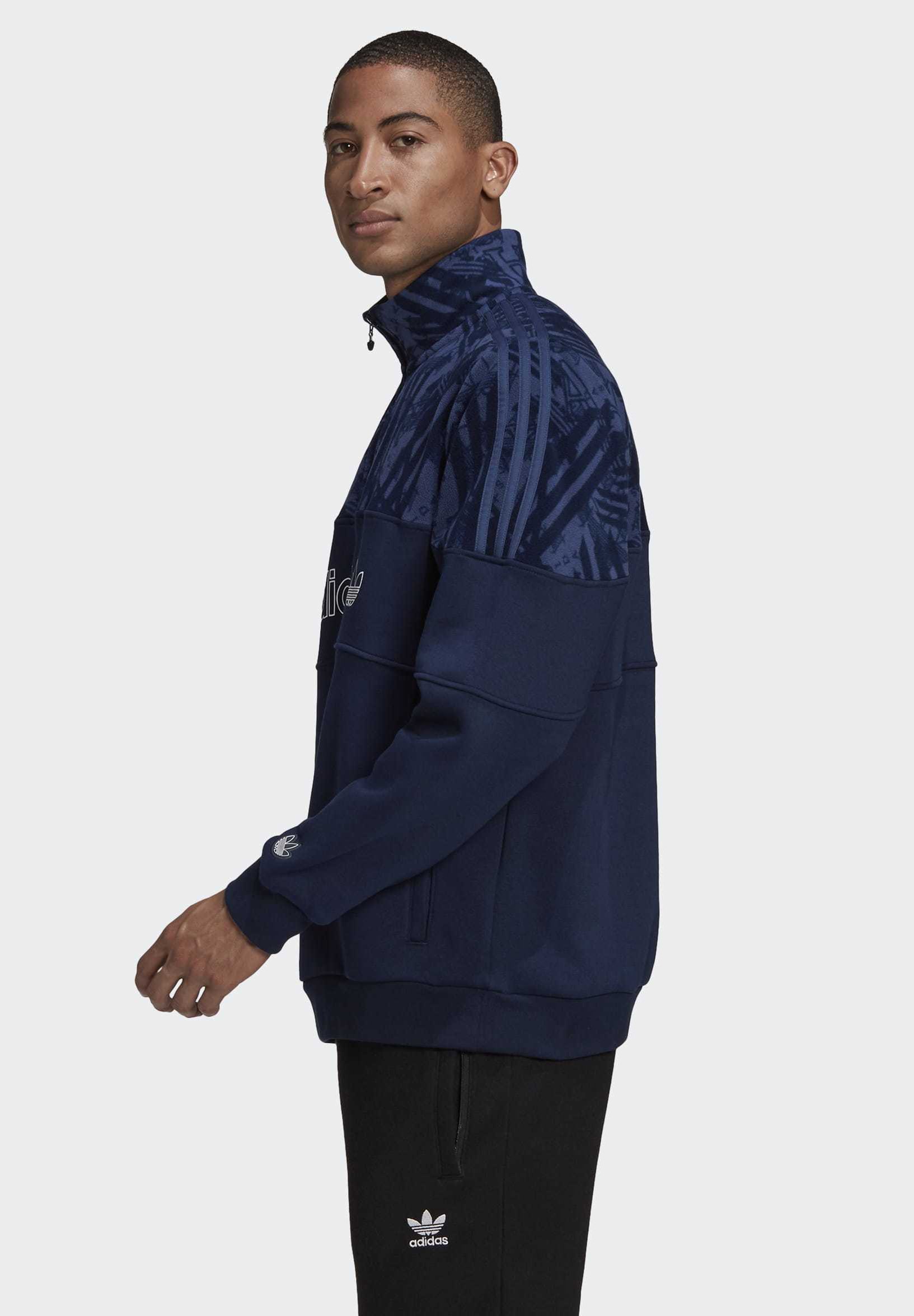 adidas Originals QUARTER ZIP TRACK Sweater blueBlauw adidas Originals QUARTER ZIP TRACK Sweater blueBlauw