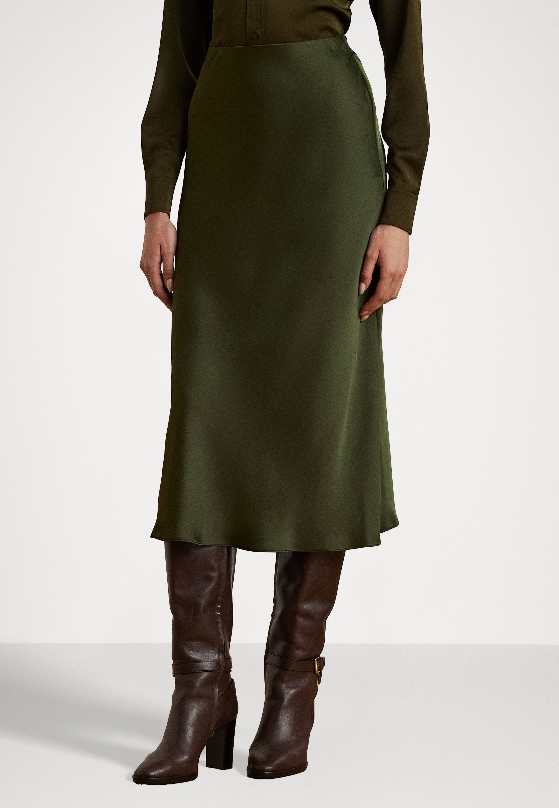 Jupe Midi Droite Verte - Taille M, Doublée, Fermeture éclair, Femme