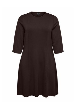 Vero Moda Curve, DRESS VMCHALI SHORT DRESS - Jerseykjole - chocolate torte