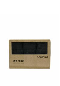 Black bamboo socks in a transparent-windowed cardboard box, featuring printed text for brand and product information.